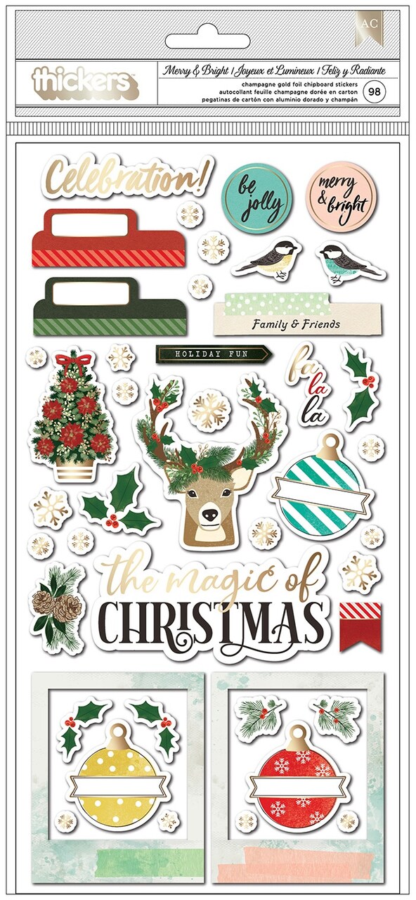 Thickers Vicki Boutin Warm Wishes Merry & Bright Stickers, 98pcs